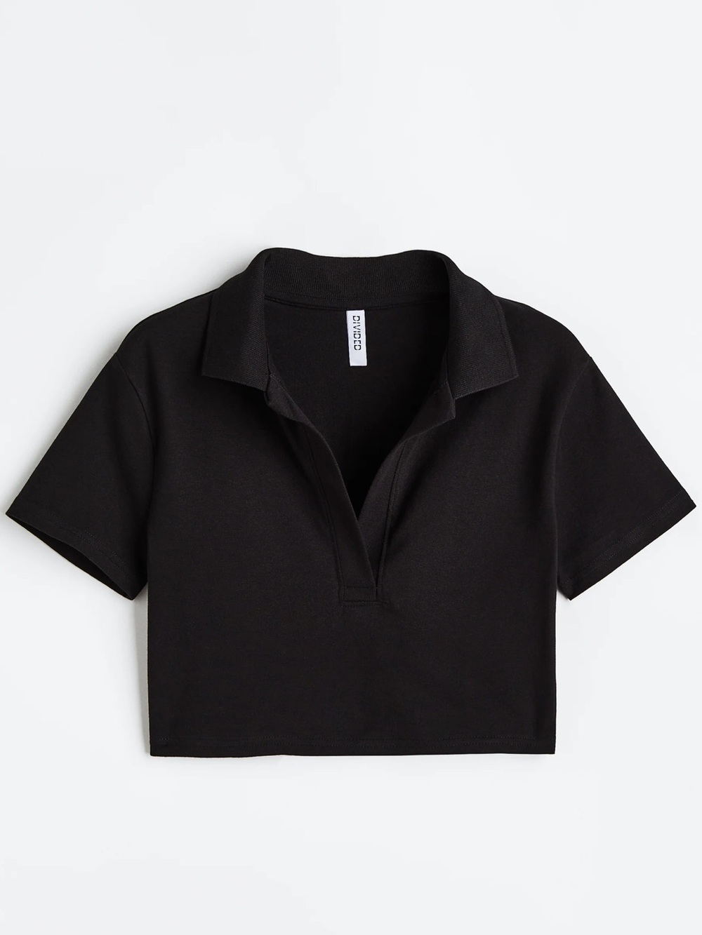 BABATON ARTIZIA Sculpt Smooth Black Cropped Polo Top Deep Vneck Collared Medium